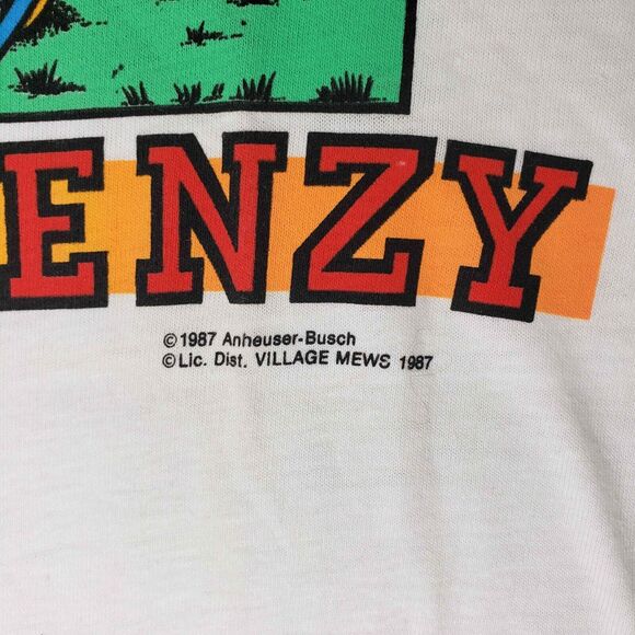Vintage 1987 Bud Light Spuds Mackenzie Gridiron Frenzy Shirt Mens Small Football - Picture 4 of 8